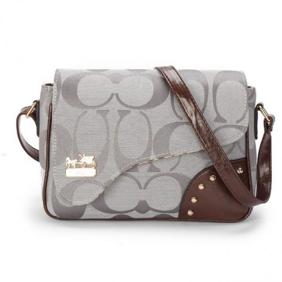Coach Stud In Signature Medium Grey Crossbody Bags AYV Coach Stud In Signature Medium Grey Crossbody Bags AYV
